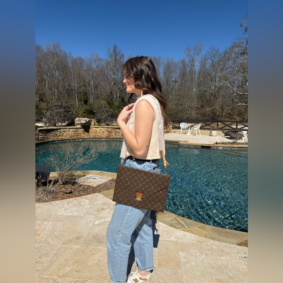 Authentic LV Monogram Document Bag w/ COA , new unbranded crossbody strap - Picture 11 of 11